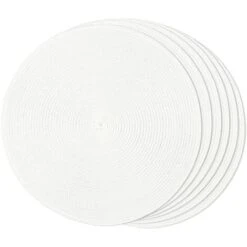 Tovagliette Rotonde Intrecciate Set Di 6 Tovagliette Antiscivolo (bianco, 15")
