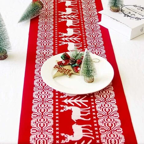 MINKUROW Runner Da Tavola In Lino Rosso Con Motivo A Renna Bianca, Antiscivolo, 28 X 275 Cm 5 MINKUROW Runner Da Tavola In Lino Rosso Con Motivo A Renna Bianca, Antiscivolo, 28 X 275 Cm - immagine 3