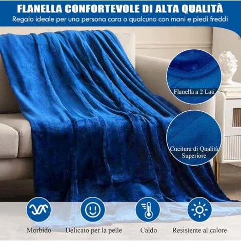 COSTWAY Coperta Elettrica Riscaldata, Coperta Morbida A Riscaldamento Con 9 Impostazioni Di Calore, Flanella Lavabile In Lavatrice, Con Telecomando (Blu, 163 X 130 Cm) 4 COSTWAY Coperta Elettrica Riscaldata, Coperta Morbida A Riscaldamento Con 9 Impostazioni Di Calore, Flanella Lavabile In Lavatrice, Con Telecomando (Blu, 163 X 130 Cm) - immagine 2