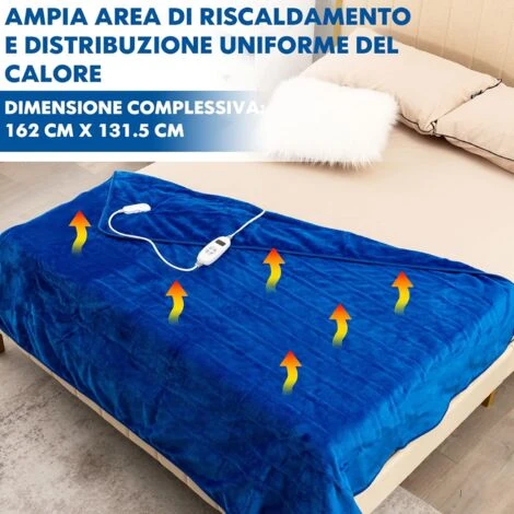 COSTWAY Coperta Elettrica Riscaldata, Coperta Morbida A Riscaldamento Con 9 Impostazioni Di Calore, Flanella Lavabile In Lavatrice, Con Telecomando (Blu, 163 X 130 Cm) 7 COSTWAY Coperta Elettrica Riscaldata, Coperta Morbida A Riscaldamento Con 9 Impostazioni Di Calore, Flanella Lavabile In Lavatrice, Con Telecomando (Blu, 163 X 130 Cm) - immagine 5