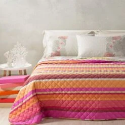 Caleffi - Copriletto-trapuntato Ibiza 100% Cotone Mediterraneo Singolo Fuxia