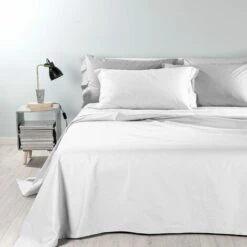 Caleffi - Copriletto-non-trapuntato Panama 100% Cotone Tinta Unita Singolo Bianco