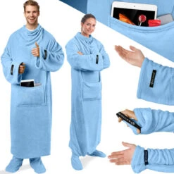 KESSER® Coperta Coccolosa Coperta TV Con Maniche E Tasca Per I Piedi Coperta Con Maniche Extra Morbida Soffice Con Tasca Esterna 2in1 Coperta Da Salotto Portatile Coperta Portatile Per Tutto Il Corpo
