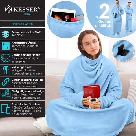 KESSER® Coperta Coccolosa Coperta TV Con Maniche E Tasca Per I Piedi Coperta Con Maniche Extra Morbida Soffice Con Tasca Esterna 2in1 Coperta Da Salotto Portatile Coperta Portatile Per Tutto Il Corpo 4 KESSER® Coperta Coccolosa Coperta TV Con Maniche E Tasca Per I Piedi Coperta Con Maniche Extra Morbida Soffice Con Tasca Esterna 2in1 Coperta Da Salotto Portatile Coperta Portatile Per Tutto Il Corpo - immagine 2