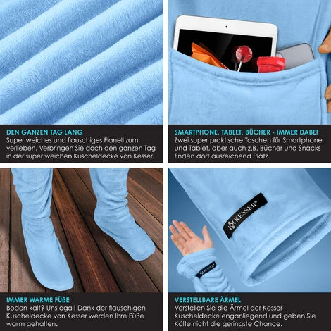 KESSER® Coperta Coccolosa Coperta TV Con Maniche E Tasca Per I Piedi Coperta Con Maniche Extra Morbida Soffice Con Tasca Esterna 2in1 Coperta Da Salotto Portatile Coperta Portatile Per Tutto Il Corpo 5 KESSER® Coperta Coccolosa Coperta TV Con Maniche E Tasca Per I Piedi Coperta Con Maniche Extra Morbida Soffice Con Tasca Esterna 2in1 Coperta Da Salotto Portatile Coperta Portatile Per Tutto Il Corpo - immagine 3