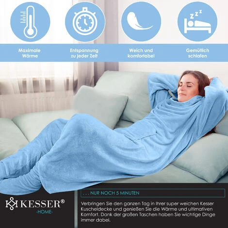 KESSER® Coperta Coccolosa Coperta TV Con Maniche E Tasca Per I Piedi Coperta Con Maniche Extra Morbida Soffice Con Tasca Esterna 2in1 Coperta Da Salotto Portatile Coperta Portatile Per Tutto Il Corpo 6 KESSER® Coperta Coccolosa Coperta TV Con Maniche E Tasca Per I Piedi Coperta Con Maniche Extra Morbida Soffice Con Tasca Esterna 2in1 Coperta Da Salotto Portatile Coperta Portatile Per Tutto Il Corpo - immagine 4