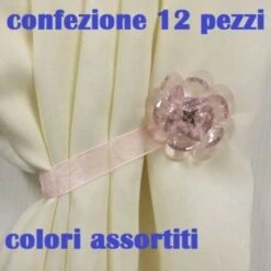 Trade Shop - Set 12 Calamite Legatenda Ferma Tende Colorate Cristallo Fiore Diametro 5cm