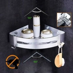 Mensola Per Doccia Mensola Angolare - Piatto Doccia Per Vasca Con 2 Ganci - Porta Doccia - Nessuna Foratura - Spazio In Alluminio, Lucido (Triangolo, 2 Pezzi) -Vendite ATMOSPHERA || None || Maxwell & Williams 76315992 2