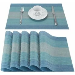 Tovagliette All'americana Tovagliette Pulibili Set Di 6 Tovagliette All'americana Tovagliette Resistenti Al Calore In PVC Blu Tovagliette In Vinile Tovagliette Antimacchia Per La Casa Ristorante Cucin