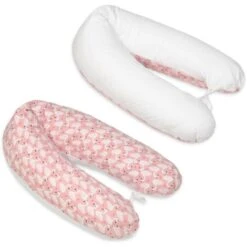 Cuscino Per Allattamento - Cuscino Per Gravidanza - 100% Cotone - Con Cordoncini - 145 Cm - Cigni - Bianco