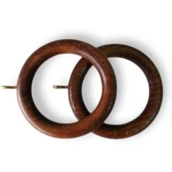 TENDAGGIMANIA Anelli Legno Diametro Esterno 70 MM Per Bastone Da 35 MM - Completi Di Gancetti - 10 Pezzi - Colore Ciliegio