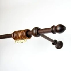 Bastone In Legno Diametro 23 Mm Per Tende A Strappo Senza Corda, Con Anelli-TERMINALI- STAFFE Montaggio, Color Noce - 100 CM