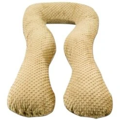 Cuscino Per Allattamento - Cuscino Laterale Per Dormire - Tessuto Minky - Forma A U - Crema