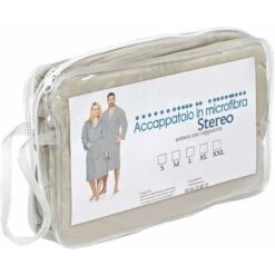 Accappatoio Microfibra Moderno Tinta Unita Morbido Uomo Donna Cintura Tasche Cappuccio Beige - M -Vendite ATMOSPHERA || None || Maxwell & Williams 78042818 4