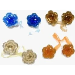 Trade Shop - 2 Calamite Fiori Fiore Brillantinato Fermatenda Glitter Strass Ferma Tenda