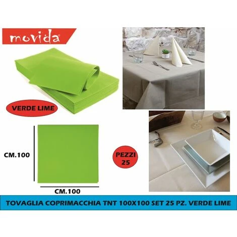 TOVAGLIA COPRIMACCHIA TNT 100X100 SET 25 PZ. VERDE LIMA 3 TOVAGLIA COPRIMACCHIA TNT 100X100 SET 25 PZ. VERDE LIMA