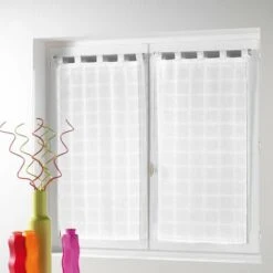 Douceur D'Intérieur, 1622978, Tende Per Finestra, In Poliestere, Bianco (weiß), 2 Pz. Di 60 X 160 Cm