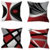 RHAFAYRE Cuscino, Fodere Per Cuscino-Moderno-Rosso-Righe Grigie-Acrilico Oleoso-Grigio-Decorativo-Quadrato-45 X 45 Cm 4 Pezzi