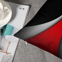 RHAFAYRE Cuscino, Fodere Per Cuscino-Moderno-Rosso-Righe Grigie-Acrilico Oleoso-Grigio-Decorativo-Quadrato-45 X 45 Cm 4 Pezzi -Vendite ATMOSPHERA || None || Maxwell & Williams 80396756 4