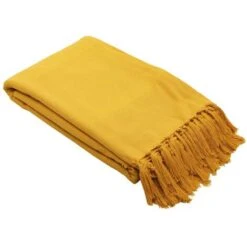 Copriletto A Frange 140 X 200 Cm Cotone Senape - SEGNA -Vendite ATMOSPHERA || None || Maxwell & Williams 80591347 3