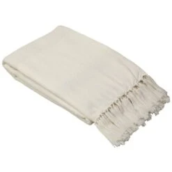 Copriletto A Frange 140 X 200 Cm Cotone Beige - SEGNA -Vendite ATMOSPHERA || None || Maxwell & Williams 80591386 3