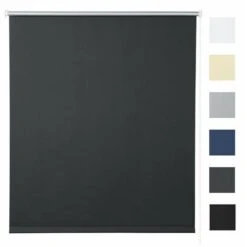 WOLTU Tenda A Rullo Oscurante Termica Isolante Finestra Porta Senza Fori Carbone Nero 70x160 Cm
