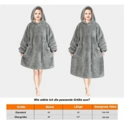 WOLTU Coperta Con Cappuccio E Maniche. Coperta Felpa In Flanella Con 2 Grandi Tasche. Morbida E Calda Per Donne E Uomini. Come Coperta TV. Grigio. 107x90cm -Vendite ATMOSPHERA || None || Maxwell & Williams 81160601 5
