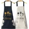 Confezione Da 2 Grembiuli Da Cucina Grembiule Da Cucina Regolabile In Cotone Grembiule Da Cucina Grembiule Da Barbecue Grembiule Da Cucina Impermeabile Con 2 Tasche Grembiule Da Cuoco Per Barbecue Per