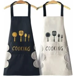 Confezione Da 2 Grembiuli Da Cucina Grembiule Da Cucina Regolabile In Cotone Grembiule Da Cucina Grembiule Da Barbecue Grembiule Da Cucina Impermeabile Con 2 Tasche Grembiule Da Cuoco Per Barbecue Per