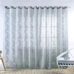 None Tende In Voile Tenda Decorativa Per La Casa 100 X 250 Cm Grigio Set Di 2