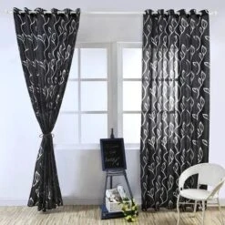 None Tende Trasparenti In Voile Foglia Ricamata Per Camera Da Letto Moderne Con Occhielli Tenda In Voile - Foglia Nera - 100 X 250 Cm -Vendite ATMOSPHERA || None || Maxwell & Williams 81947131 4