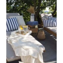 Coperta In Cotone Beige Con Frange E Motivo Geometrico 125 X 150 Cm Khari -Vendite ATMOSPHERA || None || Maxwell & Williams 82161149 4