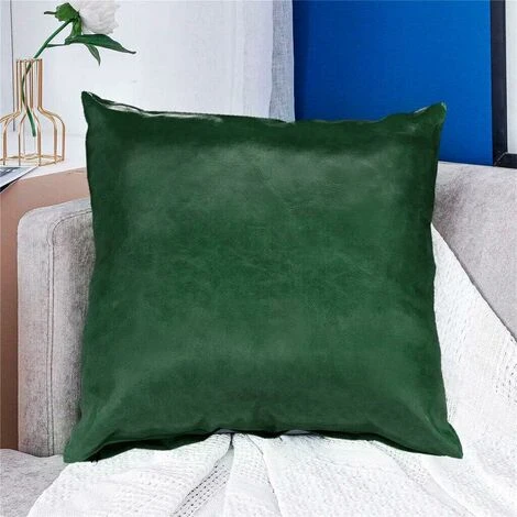 Fodera Cuscino Similpelle Pelle Lucida Morbida 45x45 Cm Federa Cerniera - Verde 5 Fodera Cuscino Similpelle Pelle Lucida Morbida 45x45 Cm Federa Cerniera - Verde - immagine 3