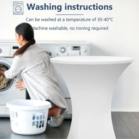 Randaco Set Di 5 Copritavolo Bianchi Per Tavolo Pieghevole Alto 105 Cm,Bianco, Ø 60-65 Cm 6 Randaco Set Di 5 Copritavolo Bianchi Per Tavolo Pieghevole Alto 105 Cm,Bianco, Ø 60-65 Cm - immagine 4