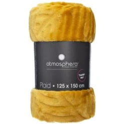 Plaid Flan 3d Ocra Foglia - 125 X 150 Cm - Atmosphera Créateur D'intérieur -Vendite ATMOSPHERA || None || Maxwell & Williams 83766323 3