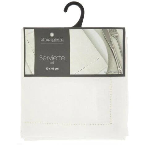 Set Di 4 Tovaglioli Bianchi In Chambray - Tovaglioli, Chambray, Bianchi, Cotone, Dimensioni 40x40 Cm - Atmosphera Créateur D'intérieur 4 Set Di 4 Tovaglioli Bianchi In Chambray - Tovaglioli, Chambray, Bianchi, Cotone, Dimensioni 40x40 Cm - Atmosphera Créateur D'intérieur - immagine 2