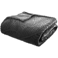 Plaid Flan 3d Leaf Grey - 220 X 240 Cm - Atmosphera Créateur D'intérieur