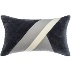 Cuscino Velluto Cotton Patch Grigio - L. 50 Cm X L. 30 Cm - Atmosphera Créateur D'intérieur