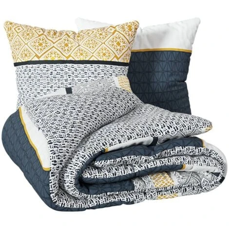 Set Letto Stampato Etnico Blu 240x220 - Set Di Biancheria Da Letto A Righe Etniche Blu, In Cotone, Dimensioni L. 240 X L. 220 Federe: L. 65 X L. 65 Cm - Atmosphera Créateur D'intérieur 3 Set Letto Stampato Etnico Blu 240x220 - Set Di Biancheria Da Letto A Righe Etniche Blu, In Cotone, Dimensioni L. 240 X L. 220 Federe: L. 65 X L. 65 Cm - Atmosphera Créateur D'intérieur