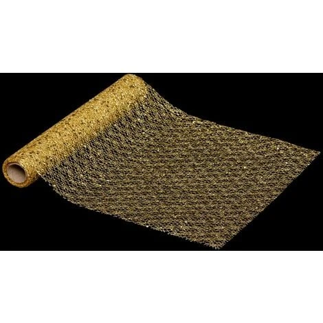 Tessuto A Rete Con Paillettes Oro 28 X 300 Cm - Feeric Lights & Christmas 3 Tessuto A Rete Con Paillettes Oro 28 X 300 Cm - Feeric Lights & Christmas