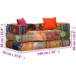 Pouf Modulare A 2 Posti In Tessuto Patchwork VidaXL -Vendite ATMOSPHERA || None || Maxwell & Williams 8431327 3