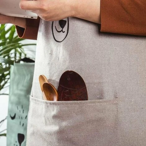 Simpatico Cartone Animato Grembiule Con Tasca Per Donna Bambini Grembiule Da Cucina In Lino Di Cotone Impermeabile Grembiule Da Cucina Grembiule Da Cucina Per Adulti Grigio Taglia Per Bambini 7 Simpatico Cartone Animato Grembiule Con Tasca Per Donna Bambini Grembiule Da Cucina In Lino Di Cotone Impermeabile Grembiule Da Cucina Grembiule Da Cucina Per Adulti Grigio Taglia Per Bambini - immagine 5