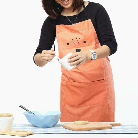 Grembiule Simpatico Cartone Animato Con Tasca Per Donna Grembiule Da Cucina In Lino Di Cotone Impermeabile Per Bambini Grembiule Da Cucina Per Adulti Taglia Bambini Arancione 6 Grembiule Simpatico Cartone Animato Con Tasca Per Donna Grembiule Da Cucina In Lino Di Cotone Impermeabile Per Bambini Grembiule Da Cucina Per Adulti Taglia Bambini Arancione - immagine 4