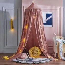 MINKUROW Baldacchini Per Bambini, Tenda Per Letto A Baldacchino Zanzariera Per Casetta Per Bambini A Cupola Per La Decorazione Della Camera Da Letto, Altezza 250 Cm (rosa-2)