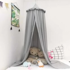 MINKUROW Letto A Baldacchino Per Bambini - Zanzariera In Cotone Per Camera Da Letto - Altezza: 240 Cm Grigio