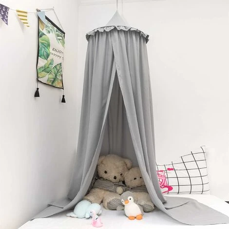 MINKUROW Letto A Baldacchino Per Bambini - Zanzariera In Cotone Per Camera Da Letto - Altezza: 240 Cm Grigio 3 MINKUROW Letto A Baldacchino Per Bambini - Zanzariera In Cotone Per Camera Da Letto - Altezza: 240 Cm Grigio