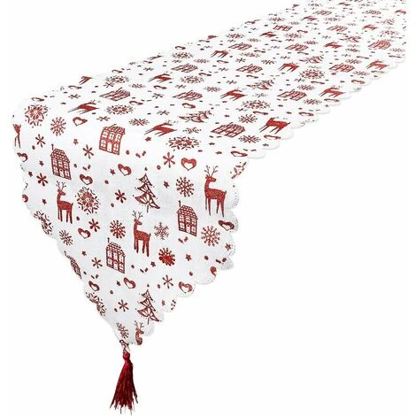 Runner Da Tavola Natalizio Bianco 33x180 Cm Lino Fiocco Di Neve Tovaglia Stampata Decorazioni Natalizie Biancheria Da Tavola Bandiere Per La Casa (Bianco) - 13Thirteen 3 Runner Da Tavola Natalizio Bianco 33x180 Cm Lino Fiocco Di Neve Tovaglia Stampata Decorazioni Natalizie Biancheria Da Tavola Bandiere Per La Casa (Bianco) - 13Thirteen