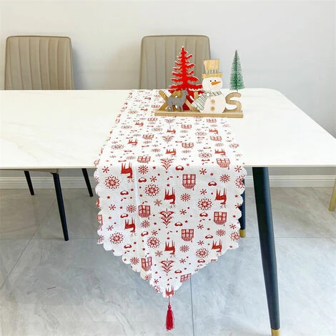 Runner Da Tavola Natalizio Bianco 33x180 Cm Lino Fiocco Di Neve Tovaglia Stampata Decorazioni Natalizie Biancheria Da Tavola Bandiere Per La Casa (Bianco) - 13Thirteen 7 Runner Da Tavola Natalizio Bianco 33x180 Cm Lino Fiocco Di Neve Tovaglia Stampata Decorazioni Natalizie Biancheria Da Tavola Bandiere Per La Casa (Bianco) - 13Thirteen - immagine 5