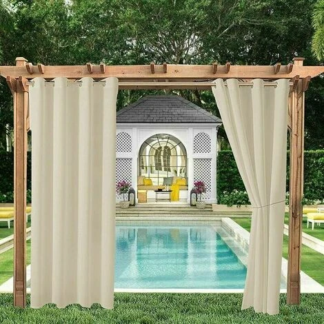 Tende Impermeabili Per Esterni, Tenda Oscurante Con Isolamento Termico Per Pergola, Casetta Da Giardino Per Esterni, Gazebo, Veranda (130-220 Cm, Beige) 5 Tende Impermeabili Per Esterni, Tenda Oscurante Con Isolamento Termico Per Pergola, Casetta Da Giardino Per Esterni, Gazebo, Veranda (130-220 Cm, Beige) - immagine 3