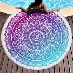 HIASDFLS HUTUDA Telo Mare Rotondo Asciugamano Mandala, Telo Mare Grandi Dimensioni 150 Cm, Asciugamani Da Bagno Mandala In Microfibra, Swim Spa Viaggi Yoga (17.150 150 Cm)